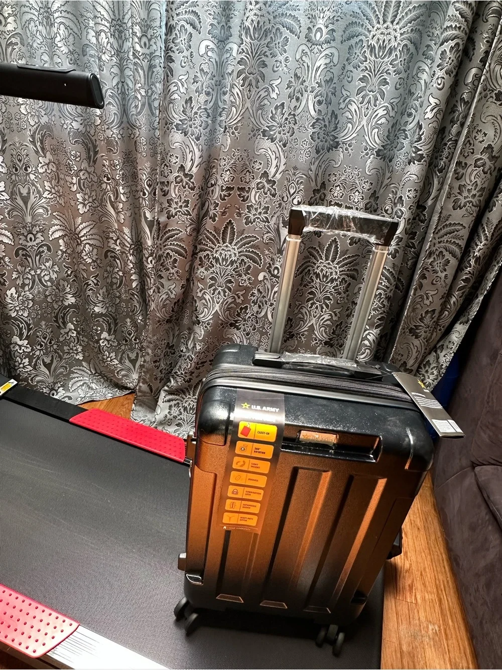 U.S. Army Hard-Shell Carry-On Suitcase in Black and Orange Accent 20”